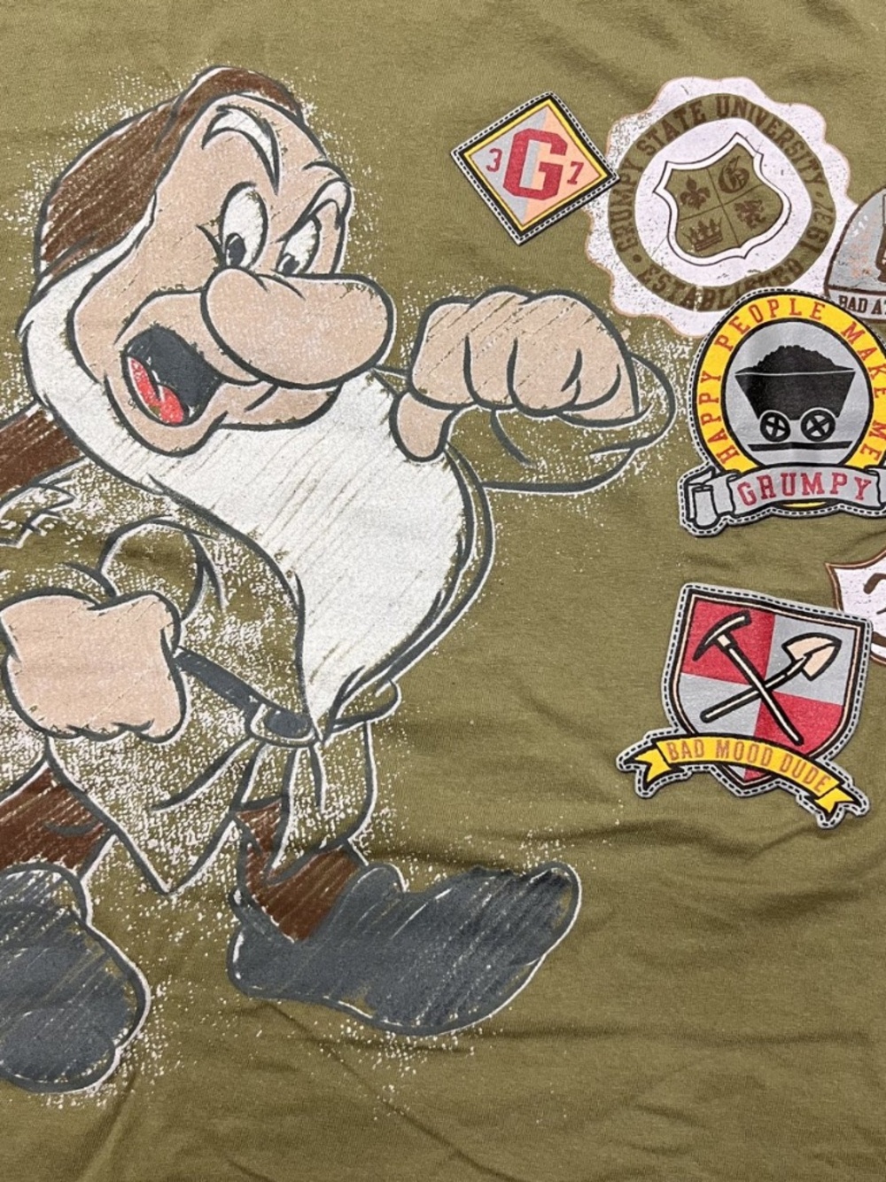 Grumpy {Snow White & the Seven Dwarfs} Embroidered Badges Disney Store L T-Shirt